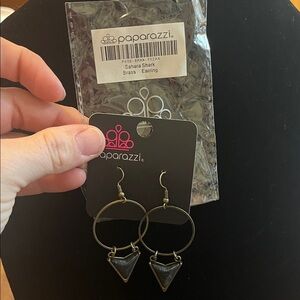 Paparazzi Brass and Silver Triangle Earrings
